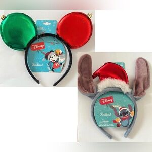 NWT Stitch from Lilo & stitch & Mickey Mouse Christmas headbands-2 total